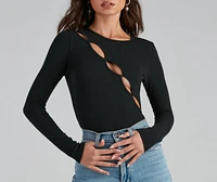 Chic Keyhole Cutout Long Sleeve Bodysuit