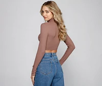 Feeling Knit Long Sleeve Crop Top