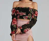 Be Mine Floral Lace Up Crop Top
