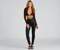 Bold And Chic Collared Mesh Wrap Top