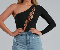 Have We Met Lace-Up Bodysuit