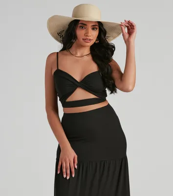 Hook And Eye Crepe Crop Top