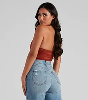 Take The Plunge Faux Suede Bodysuit