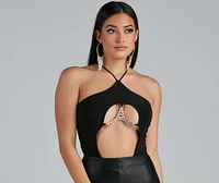 Firecracker Rhinestone Cutout Bodysuit