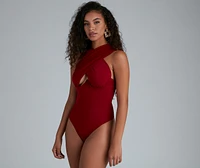 Stop And Stun Underwire Halter Bodysuit