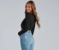 Love You Knot Tie-Front Crop Top