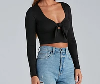 Love You Knot Tie-Front Crop Top
