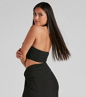 All Night Plunge Halter Top