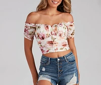 Spring Fling Mesh Floral Bustier