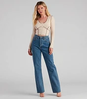 Drawn Ribbed Knit Top