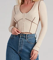 Drawn Ribbed Knit Top