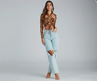 Bold Beauty Leopard Brushed Knit Halter Top