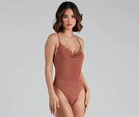 Simple And Sultry Slinky Knit Bodysuit