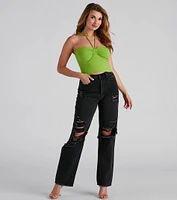 So Trendy Ruched Halter Top