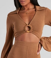 Cabana Long Sleeve O-Ring Crop Top
