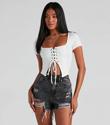 Drawn Ribbed Crop Top