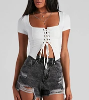 Drawn Ribbed Crop Top