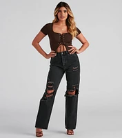 Drawn Ribbed Crop Top