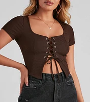 Drawn Ribbed Crop Top