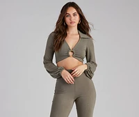 Cabana Long Sleeve O-Ring Crop Top