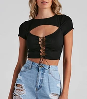 Rule Breaker Lace Up Crop Top
