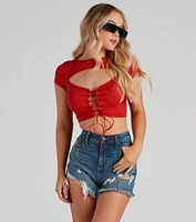 Rule Breaker Lace Up Crop Top