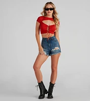 Rule Breaker Lace Up Crop Top