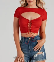 Rule Breaker Lace Up Crop Top