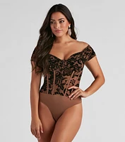 So Regal Flocked Velvet Bodysuit