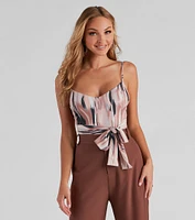 Brush Strokes Tie-Waist Bodysuit