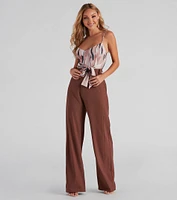 Brush Strokes Tie-Waist Bodysuit