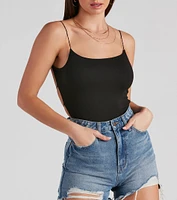 Strappy Open-Back Knit Bodysuit