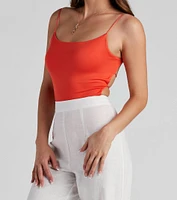Strappy Open-Back Knit Bodysuit