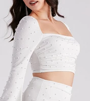 Oh My Pearl Bell Sleeve Crop Top
