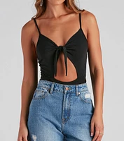Tied To You V-Neck Cutout Bodysuit