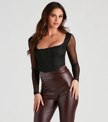 Eyes On Polka Dot Mesh Corset Top