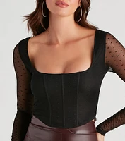 Eyes On Polka Dot Mesh Corset Top