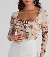 Dress Code Mesh Marble Crop Top