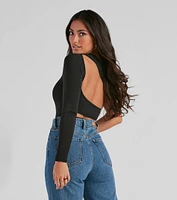 One Sided Cutout Back Bodysuit