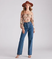 Flawless Floral Mesh Tie Crop Top