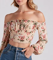 Flawless Floral Mesh Tie Crop Top