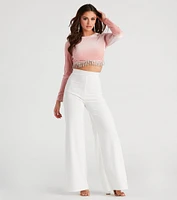 Luxe Rhinestone Trim Crop Top