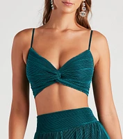 Jazz Night Twist Front Crop Top