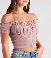 Glowing Glitter Mesh Bustier