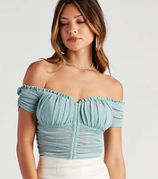 Glowing Glitter Mesh Bustier