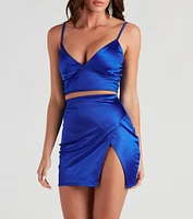 Shine Time Satin Crop Tank Top