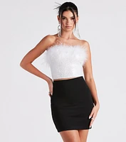 Sweet Darling Glitter Marabou Top