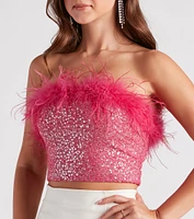Sweet Darling Glitter Marabou Top
