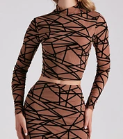 Match Made Mesh Abstract Crop Top