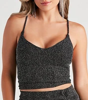 So Chic Glitter Knit Crop Top